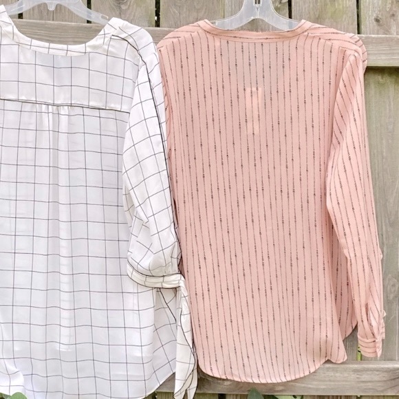 NWT Worthington sheer-ish blouse, 🖤on blush, L - Picture 9 of 10